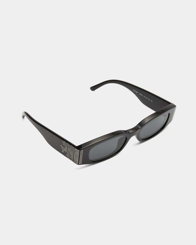 Crystal-Embellished Rectangle Acetate Sunglasses
